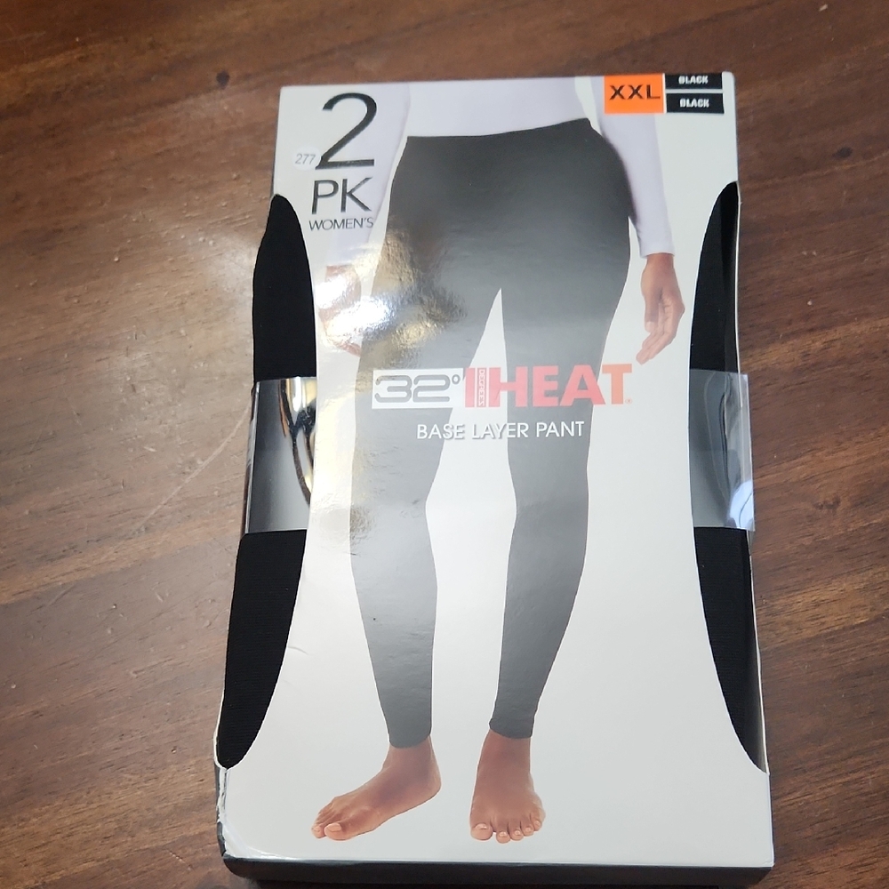32 Degrees Women's Black Base Layer Pants 2-Pack